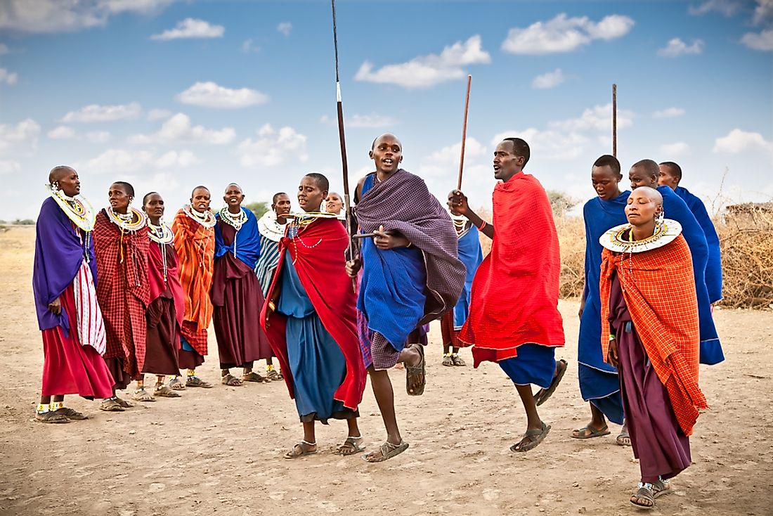 Maasai cultural tour guests in Tanzania